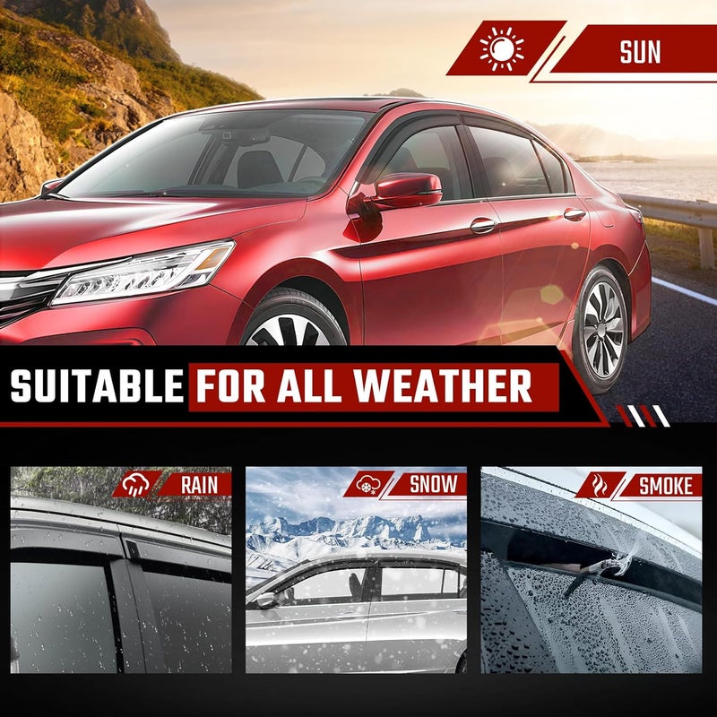 ISINLASSO Tape-On Rain Guards Compatible with Honda Accord 2008-2017 Black Extra Durable Shatterproof Side Window Deflectors, Vent Window Visors, Wind Deflectors - 4 PCS - Image 4